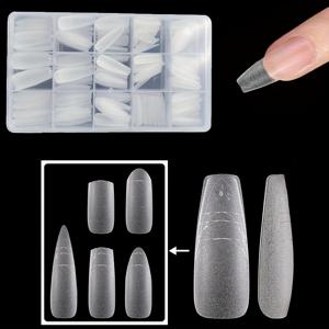 TEMU 315개 소프트 젤 풀커버 네일 가이드 팁, 15가지 사이즈 젤 네일 팁 풀커버 인조 네일 아트, 박스 포함, 아몬드 매트 젤 네일 연장, 네일 살롱 및 DIY 네일용
