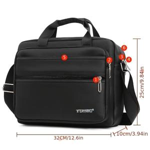 TEMU 6단 대용량 안티-도난 보안 브리프케이스, 작업 및 여행용 나일론 크로스바디 백 - 조절 가능한 스트랩