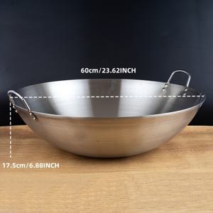 TEMU 스테인리스 스틸 양손잡이 프라이팬, 녹 방지 및 논스틱, 식당 및 급식소 요리사에게 적합, 상업용 등급 두꺼운 브러시 처리된 끝