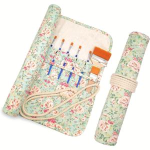 TEMU 1개의 휴대용 연필 케이스, 20개의 구멍이 있는 브러시 커튼, 캔버스 가장자리, 구아슈 커튼, 브러시 거치대, 미술 용품, 브러시, 수채화 브러시, 연필 케이스, 보관 가방, 화가, 예술가, 미술 학생, 데이, 부활절 선물, 여행 스케치, 그림에 필수적인 품목