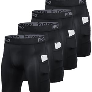 TEMU 4피스 남성용 운동용 런 퀵 드라이 드로즈 팬티 (포치 포함), 남성용 롱 퍼포먼스 컴프레션 드로즈 쇼츠