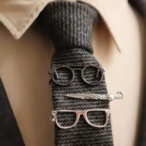 TEMU 빈티지 스타일 우산, 안경, 재미있는 넥클립, 한국식 좁은 넥타이, 그리고 작은 액세서리 남성 생일 선물로 좋습니다. 넥타이 액세서리 및 클립 포함.