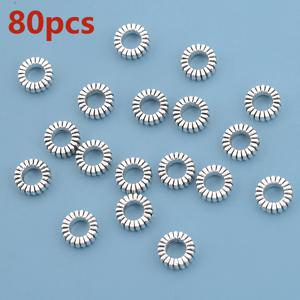 TEMU 대구멍 스페이서 비즈 7mm 원형 루즈 스페이서 비즈 160개/80개, 양면 패턴 나사산 천공 루즈 비즈, 장식용 비즈, 패턴 있는 직구멍 플랫 와셔 비즈, 입체 투구멍 루즈 비즈, 주얼리 DIY 팔찌, 목걸이, 발찌, 귀걸이, 헤어 액세서리, 펜던트, 휴대폰 고리, 열쇠고리, 의류 액세서리, 공예품 및 액세서리 제작용 재료에 적합