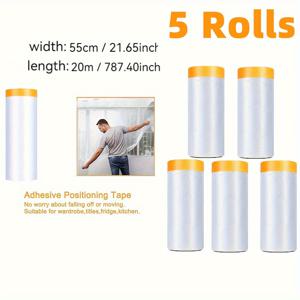 TEMU 12/5팩 PVC 페인트 테이프, 조절 가능하고 접이식 리무버블 커버, 자동차 스프레이 페인팅 및 홈 데코용 접착 필름 롤, 내구성 PVC 소재