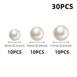 TEMU 30세트 플라스틱 진주 버튼, 8/10/12mm 사이즈로 제공, 공예, 의류, 드레스 및 셔츠에 적합