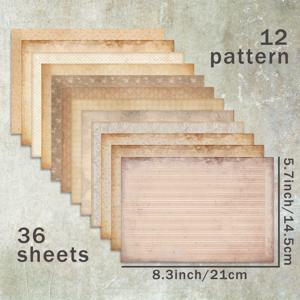TEMU 36장 A5 (빈티지 연노랑갈색 텍스처 배경) 스크랩북 용지, 불렛 저널, 잡 저널, 카드 배경, 포토 앨범, 공예용