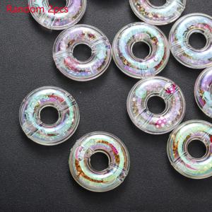 TEMU 2개/ 아크릴 컬러 도넛 비즈, 랜덤 스타일 DIY 폰체인 키링 팔찌 펜 장식용