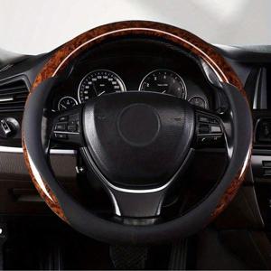 TEMU 목재 디자인의 자동차 핸들 커버, 미끄럼 방지 보호, 15인치 범용, 땀 흡수 및 미끄럼 방지, 대부분의 자동차, 트럭, 밴 및 SUV에 적합.