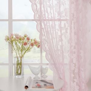 TEMU 더블 레이어와 일체형 웨이브 엣지가 있는 자카드 레이스 실 로드 포켓 시스루 커튼 2개 세트, 다림질 필요 없음, 침실 거실 주방 옷장 장식용 기계 세탁 가능