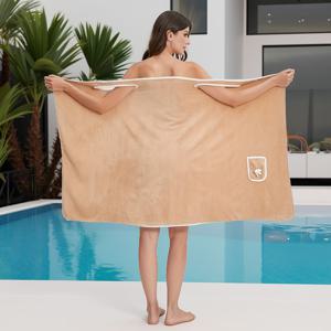 TEMU 포켓과 리본이 달린 웨어러블 목욕 타월, 여성 드레스 목욕 가운, 흡수성 목욕 가운, 휴대용 스카프, 욕실 필수품, 가정용 목욕 가운, 여행용 목욕 가운, 대형 목욕 타월, 욕실 추가품, 여성 사우나 드레스