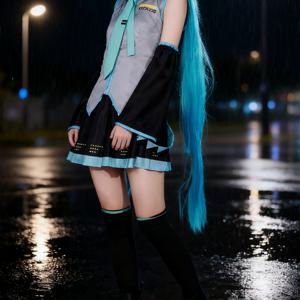 TEMU 애니메이션 2D 가상 아이돌 미래 코스프레 세트, 드레스/탑/치마/양말/벨트 및 스티커 포함 크리스마스/할로윈 신제품 7피스 완전한 의상