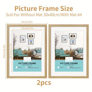TEMU 2개, 목재 사진 프레임, Mat30*40cm/A3/A4 레트로 사진 액자, 블랙 클래식 사진 액자, 빈티지 나무 브라운 레트로 액자, 홈 벽 장식용 대형 포스터 액자, 데스크탑 디스플레이 액자, 고급 선물