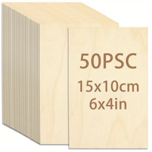 TEMU 정사각형 나무 제품 50개입, 15X10 Cm / 6X4 Inches, 프로젝트, 공예, 장식, 문구, 홈 데코, 친구 및 가족을 위한 선물, 레이저 커팅, 우드 버닝, 건축 모델 및 염색에 적합.