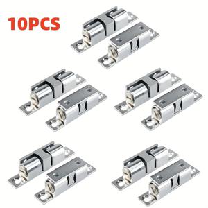 TEMU 아연 합금 비드 10개, 문 프레임용 비드, 옷장용 비드, 문용 비드, 자물쇠 카드형 스틸 비드 위치 고정 버클