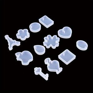 TEMU DIY 레진 공예용 멀티-쉐이프 실리콘 몰드 세트 - 하트, 물방울, 꽃 디자인 - 에폭시 펜던트 제작 및 주얼리 만들기에 적합한 필수 공구 | 내구성 있는 실리콘 몰드 | 다재다능한 아르티산 키트