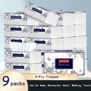 TEMU 얼굴 티슈 9개 팩, 각 팩당 250매, 품질 개인용 티슈, 가정 및 식당에 적합한 일회용 냅킨, 가정, 호텔, 여행 또는 차량에서 사용하기에 완벽하며 운반하기 쉬움
