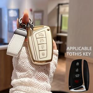 TEMU 3/4 버튼 TPU 키폭 커버 케이스 – 현대 그랜저, G80, HG 세단, 싼타페 2018, IX45, 에쿠스, 아제라용 – 보호 쉘 홀더 액세서리