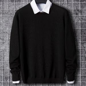 TEMU 남성용 솔리드 컬러 캐주얼 니트 스웨터 - 클래식 라운드넥 긴팔 풀오버, 쉬운 관리 손세탁 가능한 부드럽고 신축성 있는 스웨터 재킷, 오피스 & 캐주얼 복장용, 다용도 사계절 레이어링 (화이트//베이지/네이비/브라운)