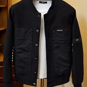 TEMU 남성용 야구 칼라 재킷, 봄/가을 캐주얼 웨어, 다용도 트렌디 야구 유니폼