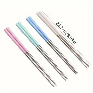 TEMU YUHUPHYLLIC 스테인리스 스틸 젓가락 4쌍, 재사용 가능, 미끄럼 방지, 식기세척기 사용 가능, 선물, 주방용품, 주방 소형 도구로 적합