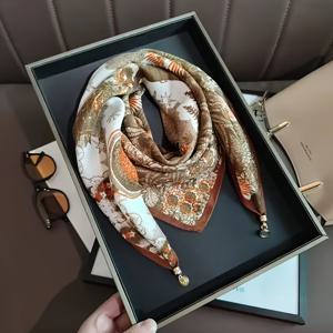 TEMU 플로럴 자석 걸쇠 사각 스카프 - 우아한 프린트, 목을 가볍게 따뜻하게 유지하는 통기성, 사계절에 적합한 다용도 패션 액세서리, 발렌타인데이, 십대, 그리고 일상적인 스타일리시한 의상에 완벽한 사랑스러운 스카프