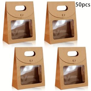 TEMU 여자/남자를 위한 선물 상자, 투명 창문이 있는 갈색 크라프트 종이로 제작되었으며, 하트 모양의 잠금 장치가 특징입니다. 생일, 결혼식, 파티 장식, 소규모 사업 행사 및 소형 선물 보관 등 파티 용품으로 적합합니다.