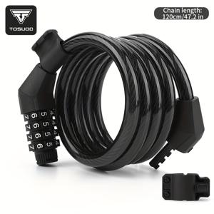TEMU Tosuod'S 4자리 코드 잠금 장치는 산악 자전거를 위해 설계된 튼튼한 알루미늄 합금 도난 방지 장치이며, 강철 케이블이 특징입니다. 이 휴대용 체인 잠금 장치는 흰색 글자가 있는 검은색으로 제공되어 MTB 및 로드 자전거 모두를 위한 안전한 솔루션을 제공합니다.
