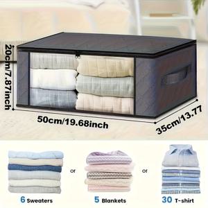 TEMU 6개입 다기능 보관백 - 강화 핸들 및 투명 창문, 휴대용 접이식 옷장 정리함 - 침구류, 담요, 계절별 의류, 장난감 수납에 적합 - 그레이, 침대 밑 수납