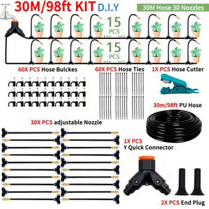 TEMU DIY 무료 굽힘 범용 스프레이 키트 온실 정원 꽃 식물 물 주입 관개 파티오 뭉개 냉각 시스템