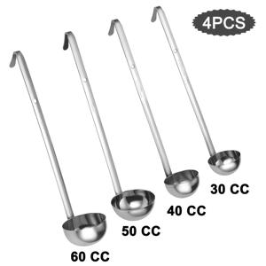 TEMU 4개 세트 헤비듀티 스테인리스 스틸 조리기구 세트 - 긴 손잡이 프로페셔널 주방용 숟가락 (계량, 뜨거운 기름, 소스) - 수프, 소스, 우유용 - 201 스테인리스 스틸 숟가락, 포션 컨트롤 및 뜨거운 액체용