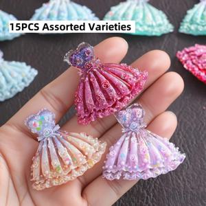 TEMU 7/15/35개 발광 수지 소형 드레스 참; 비흡수성. DIY 펜던트/장식품, 의류/가방 장식, 자동차/홈 장식, 요정 정원 액세서리, 미니어처 장식 등에 이상적. 다양한 종류