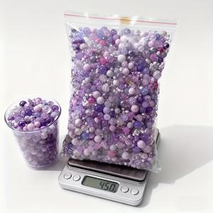 TEMU 450G 3-13mm 혼합 유리 원형 비즈 팩 - 멀티 컬러 (레드, 그린, 블루, 골든, 퍼플, 투명, 핑크, 오렌지) - 다양한 크기로 주얼리 제작, 크리스마스 장식, 수공예에 적합 - 코드, 와이어 호환