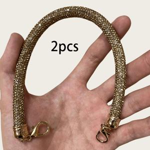 TEMU 라인석 가방 스트랩 교체용 2개 - 반짝이는 토트백 핸들, 금속 랍스터 걸쇠 포함, 우아하고 화려한 디자인, 긴 라인석 박힌 바형 휴대폰 체인 가방 핸들, DIY 체인 숄더 스트랩 액세서리, 저녁 파티, 결혼식, 일상 핸드백에 적합 - 고급스러운 가방 체인 업그레이드, 파티 필수품, 튼튼하고 내구성 좋은, DIY 지갑 제작