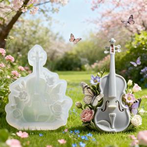 TEMU 리라 모양의 양초용 실리콘 몰드, 세련된 꽃과 나비 패턴, 양초, 비누, 레진 캐스팅 제작에 적합, 웨딩 센터피스 선물로도 좋습니다.