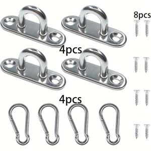 TEMU 16/32개 스테인리스 스틸 U자형 아이 플레이트 후크 + 스프링 클립 | 1.8인치 | 스테인리스 스틸 소재 | 해양 하드웨어 액세서리, 나사 포함, 실내외 사용 가능, 보트 장식, 식물 매달기 바구니 및 조명 스트링용, 야외 장식,세련된 금속 후크,부식 방지 후크,녹 방지 소재,걸이 액세서리,해양 장식