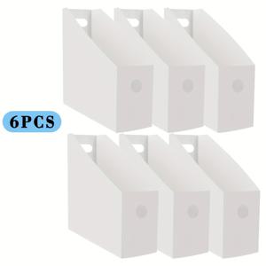 TEMU ABOOM 6개입 화이트 플라스틱 파일 정리함, 12x12인치 사무용 문서 및 스크랩북 용지 수납 가능, PP 프로스티드 소재 창의적인 접이식 파일 보관함, 북홀더 북케이스 접이식 파일 정리함