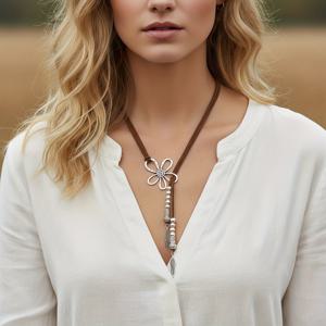 TEMU 여성을 위한 조절 가능한 스타일 목걸이. 패셔너블한 빈티지 주얼리 추가와 합금 할로우 플라워 태슬 디자인으로 구성되어 있습니다. 고품질 가을/겨울 목걸이는 연중 사용에 적합하며 여성에게 이상적인 선물입니다.