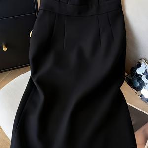 TEMU 여성용 하이엔드 스트레이트핏 슬릿 피티드 하프 스커트, 우아한 출퇴근용 스커트, Niannian's Selection