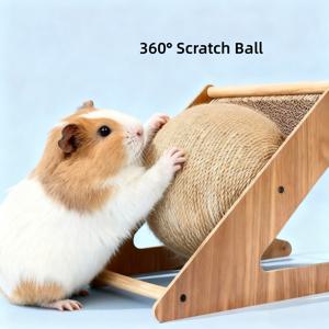 TEMU 소형 펫 스크래치 패드 장난감 세트, 회전 스크래치 볼, 삼각형 카드보드, 손으로 감은 시살 로프 발톱 갈기 볼 포함, 실내 케이지 인터랙티브 게임 및 소형 펫 발톱 관리에 적합한 다양한 옵션