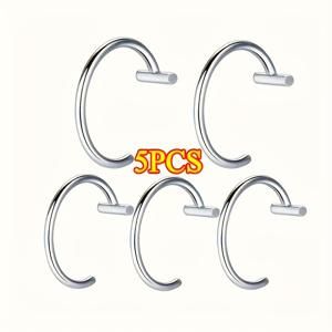 TEMU 하이프렛티 5개입 T자형 클립 - 저자극 스테인리스 스틸 입술 & 코 피어싱 주얼리 (코 씰 포함) - 남녀공용 피어싱 바디 피어싱, 데일리웨어, 파티, 발렌타인데이, 연중 사용 가능