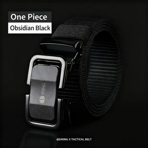 TEMU 남성용 택티컬 벨트 | 빈티지 블랙 자동 버클, 드릴 없이 청바지 및 카고 바지에 사용 가능, 브레이드 디테일이 있는 양면 사용 가능