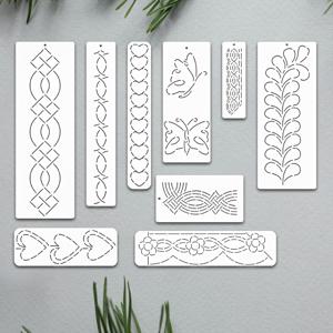 TEMU 9개/세트 수제 DIY 트레이싱 패치워크 템플릿 - PET 재봉 템플릿, 벽 장식용, 패치워크 벽 장식 테두리 프레싱 디자인, 가장자리 디자인 패치워크 퀼트 프레싱 패턴 템플릿, 공예 템플릿, 내구성 있는 템플릿, 공예 애호가용, 장식 스티칭,오래 지속되는 소재,공예 도구