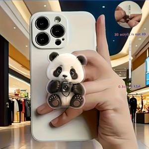 TEMU 1 범용 귀여운 판다 디자인 아크릴 휴대폰 스탠드, 고품질 망원경 스마트폰 호환, 2D 평면, 접이식 만화 캐릭터 휴대폰 스탠드, 가젯 정리함, 모바일 장치 스탠드, 재미있는 추가 장비, 재미있는 휴대폰 그립, 내구성 좋은 아크릴