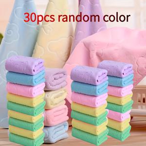 TEMU 30장 인쇄형 휴대용 얼굴 타월 및 핸드 타월 - 부드럽고 빠른 건조, 핑크, 그린, 휴가 선물용