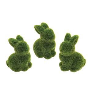 TEMU 수집용 피규린, 3개입 빈티지 레진 푹신한 인조 이스터 버니 토끼, 이끼로 엮은 녹색 이끼털 포함 - 부활절 바구니 소품, 봄 테이블 센터피스 및 잔디/장식용 미니어처 토끼 조각상