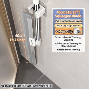 TEMU 바닥 스퀴지 스크러버 브룸 TPR 블레이드 긴 폴 가정용 브룸 - 차고, 마당, 샤워실, 욕실, 대리석, 유리, 타일, 물기, 폼, 애완동물 털 제거 청소용
