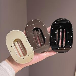 TEMU 3개 세트 폴카 도트 여성용 플랫 헤어 클립, 무광 플랫 클로 클립, 두꺼운 머리카락과 얇은 머리카락용 강력한 스타일링 대형 헤어 클립, 단단한 그립 미끄럼 방지 헤어 집게핀 헤어 액세서리