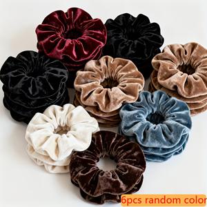 TEMU 가을/겨울 패션 패브릭 헤어 타이 6개 세트, 부드러운 촉감의 고급 벨벳 대형 루프 헤어밴드 - 데일리웨어, 웨딩, 파티, 선물용 - 새해, 크리스마스, 발렌타인데이를 위한 스타일리시 헤어 액세서리