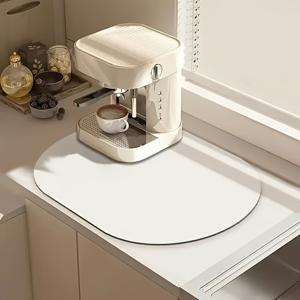 TEMU 1개 초흡수성 주방 테이블 패드 | 간편한 단색 디자인, 타원형 모양, 미끄럼 방지 바닥, 디아텀 머드 소재로 제작된 매끄러운 표면, 커피 머신, 주방, 식기 건조 패드, 홈 데코레이션에 적합