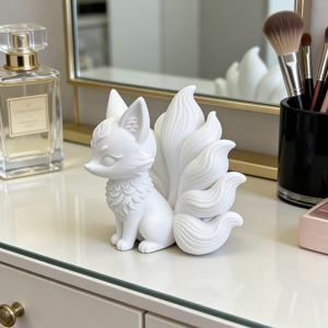 TEMU 미니 구미호 데스크 피규어 - 귀여운 치비 구미호 스탠드, 플라스틱 애니메이션 데스크 & 선반 장식, 신화 수집품 (여우)
